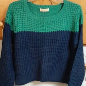 Poof Excellence Green and Navy Women's Sweater